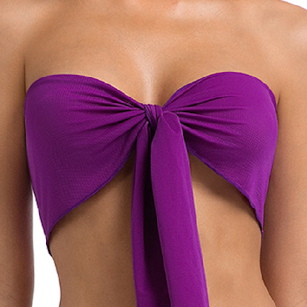 Strapless Bandeau Bikini Set Violet Removable Bow Top Women Minimise Tan Lines Tan Through Female Two-Piece