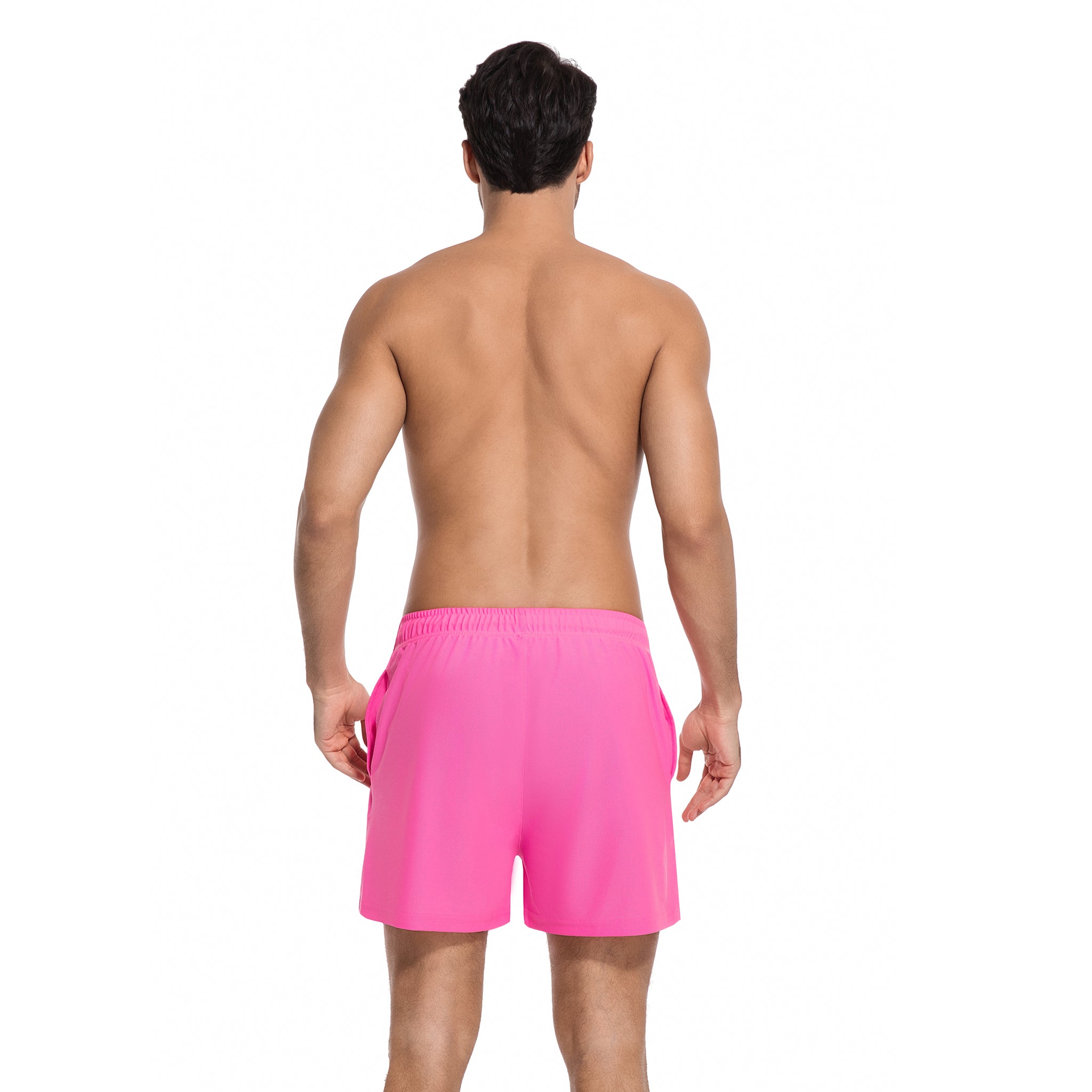 Tan Through Pink Men's Swim Trunks - Minimise Tan Lines Male Beach Shorts - UV Permeable Quick Dry Man's Swimwear with Pockets