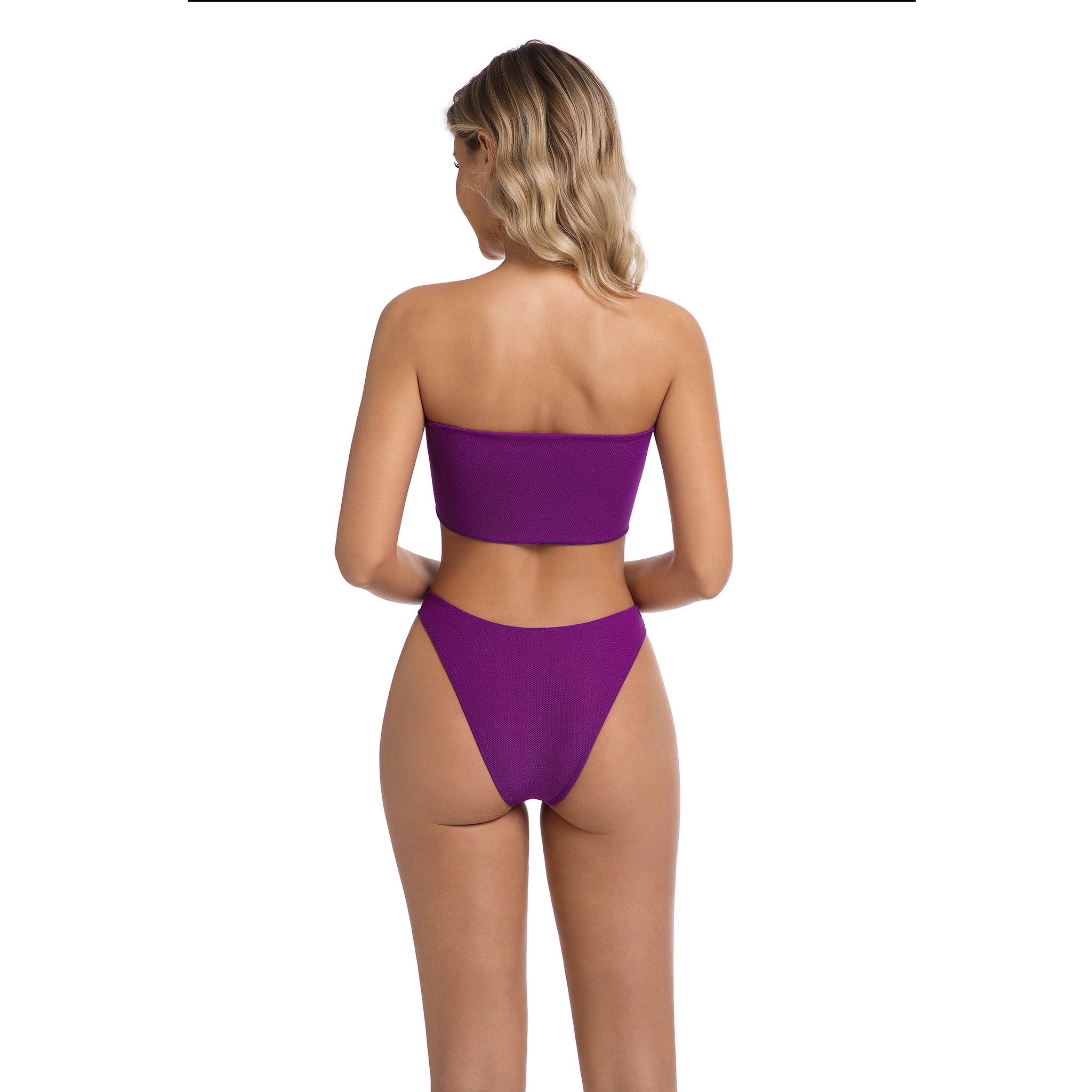 Strapless Bandeau Bikini Set Violet Removable Bow Top Women Minimise Tan Lines Tan Through Female Two-Piece